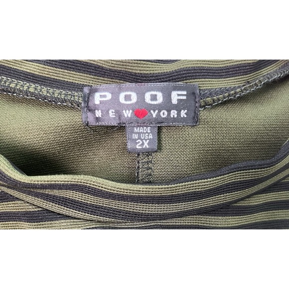 Poof New York Shirt Dress Womens 2XL Green‎ Black Striped Ladies Plus - Picture 7 of 8